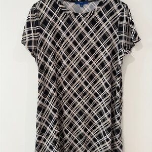 Apt. 9 Black/White/Tan Checkered Above/At Knee-Length Dress